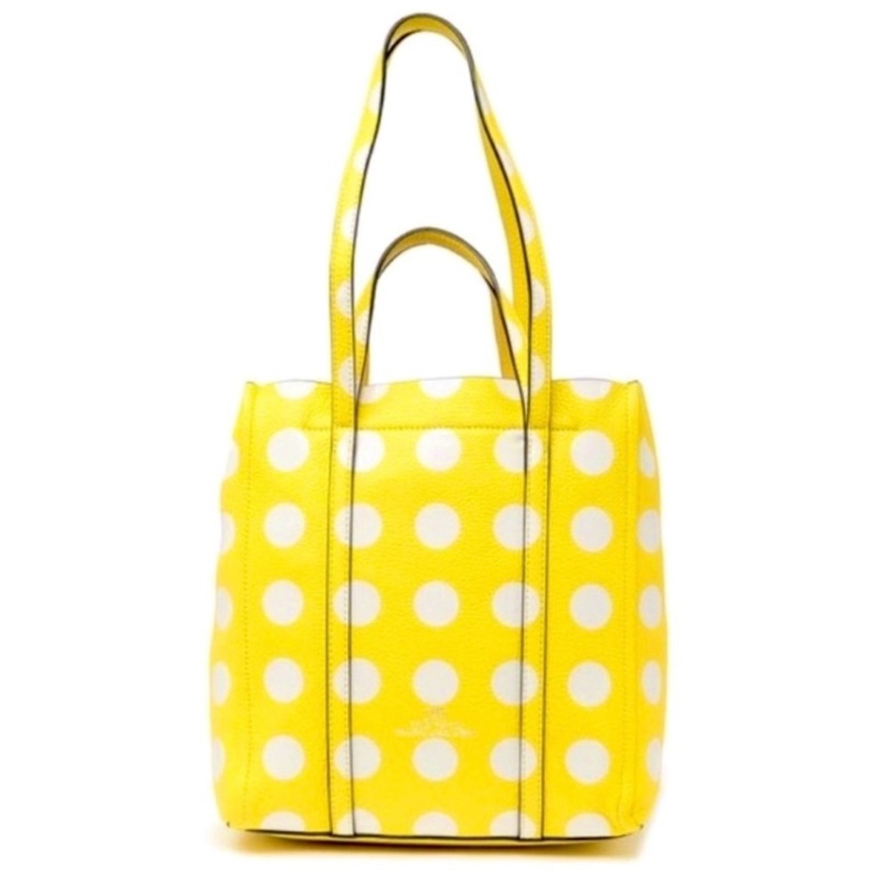 Marc Jacobs The Dot Tag Yellow Leather Large Tote Bag with White Dots 🔥HP🔥 - Picture 4 of 14